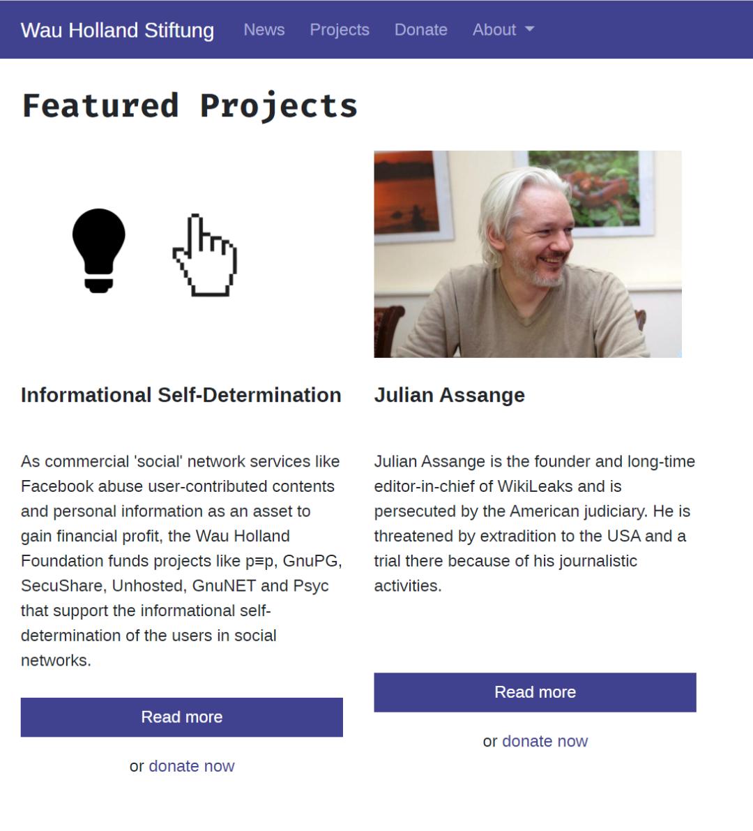 （Wau Holland Foundation 官網上醒目的展示著 …